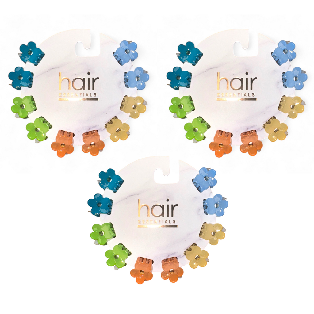 Hair Essentials 3 -Pack Mini Flower Hair Claw Clips - 30-Piece Set, Small and Lightweight, Vibrant Colors for Everyday Hair Styling, 30pcs